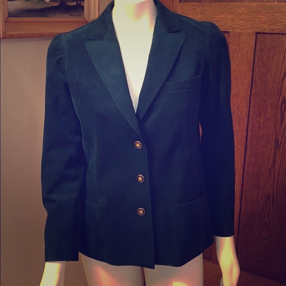 ‎Jay Elder velour teal blazer with gold buttons